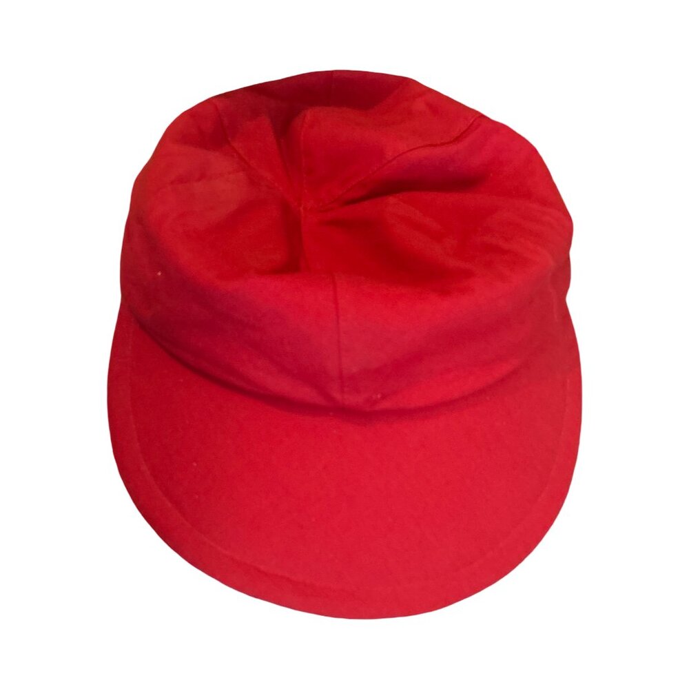 VTG Saks Fifth Avenue Italy Red 100% Cotton Cabbie Hat Newsboy Cap Summer Red